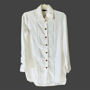 Massimo Dutti White Button Down Tunic, Size US 2.
